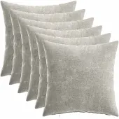 vidaXL Kussensloop 6 st HEERLEN Lichtgrijs 35 x 35 cm Chenille Stof