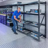 Datona Magazijnstelling met 12 verstelbare legborden - 588 cm - Zwart