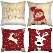 Team 4x Kerst Kussenhoezen 45x45 cm - Feestelijke Decoratie