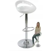 Orio Barhocker HK-01-BI Wit Chroom Keuken Hoge Stoel Verstelbaar ABS