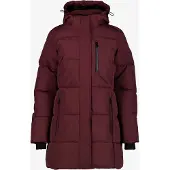 Kjelvik lange dames winterjas gewatteerd bordeauxrood maat S