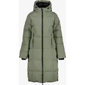 Kjelvik lange dames winterjas gewatteerd groen maat M