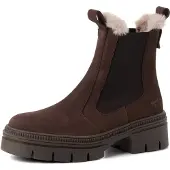 Tamaris chelsea boots met lamswollen voering van runder suède