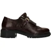 Manfield Donkerbruine leren loafers met gespsluiting | Maat 38