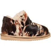 Warmbat Pantoffel Women Willow Print Hairy Cow Black-Schoenmaat 39