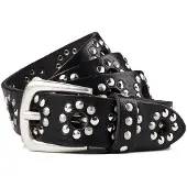 B.belt Studded belt Leder 90 cm zwart