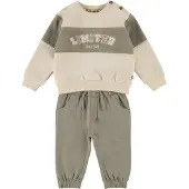 Dirkje set - beige/kaki Jongens Sweat Ronde hals Effen - maat 62