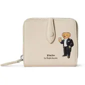 Ralph Lauren Dames Compacte portemonnee van leer met Polo Bear in gebroken wit (OSFA), Casual 427P18490001