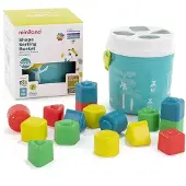 Miniland Kbelík met blokken voor het sorteren van vormen, turquoise kleur