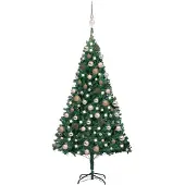 vidaXL Kunstkerstboom met verlichting en kerstballen 180 cm PVC groen