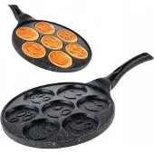 Allbag Mini Pancakes & Eieren Pan met Vrolijke Gezichtjes - Non-stick