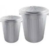 Keeeper Vuilnisbakken Set 23L + 50L met Deksel - Grijs