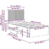 vidaXL Bedframe met opbergruimte en hoofdbord Gerookt eiken