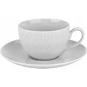 Witek Home 6x Porseleinen Koffiekopjes met Schotels 200ml - Rijst Wit