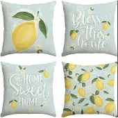 ECarla Set van 4 Kussenhoezen 45x45 cm - Boho Citroen Print