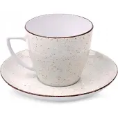 Lubiana Boss Mok 350ml met schotel - Beige Porselein, Vaatwasserbestendig