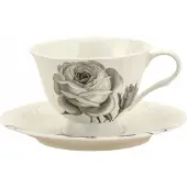 Marco polo Elegante Bone China Kop met Schotel, Delicate Bloemmotief