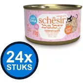 Schesir 24x - Baby Kitten - Kattenvoer - Bouillon in blik - Kip & Zalm - 70g