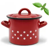 Tragar Traditionele Emaille Pan 14cm Rood - 1.6L met Deksel
