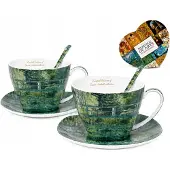 Queen Isabell Set van 2 Mokken met Schotel, 250 ml, Impressonistische Tuin
