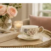 Marco polo Porcelana Filiżanka 250ml - Bloemendesign met Gouden Rand