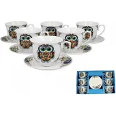 Duo 6x Porseleinen Kopjes met Schotels Sowa Etno 250ml