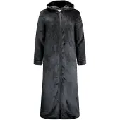 Gaubert Unisex Extra Lange Fleece Badjas Met Rits En Capuchon – Zwart