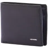 Navigare herenportemonnee echt leer blauw zwart donkerbruin Black B UNICA 9x11x2.5 cm