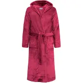 Gaubert Unisex Lange Fleece Badjas Met Capuchon – Bordeaux Rood