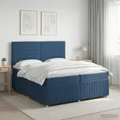 vidaXL Boxspringbed met matras met hoofdeinde Blauw 200 x 200 cm Stof