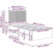 vidaXL bedframe met opbergruimte en hoofdeinde, gerookt eikenhout