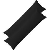 vidaXL Kussensloop 2 st HOUTEN Zwart 40 x 145 cm Faux Linnen