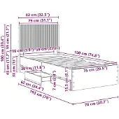 vidaXL Bedframe met opbergruimte en hoofdbord Zwart 75 x 190 cm