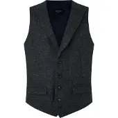 Hackett Heren Tweed gilet marine (46/32), Casual, Feest, Wol, Klassiek, Marineblauw HM470488