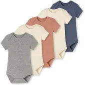 Schiesser Rompertje/body ' Double Rib ' sand / donkerblauw / grijs gemêleerd / oranje