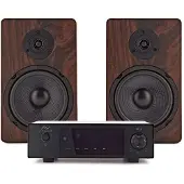 AVCOM Solid State Amplifier with 6" Passive Speakers Walnut
