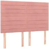 vidaXL Hoofdbord roze 144x5x118/128 cm fluweel