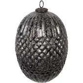 Clayre & Eef Kerstbal Overig Ø 17x25 cm Zwart Glas Kerstballen