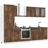 vidaXL 8-delige Keukenkastenset Lucca bewerkt hout gerookt eiken