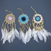 Ancient Wisdom 3 x Pastel Blauw Macramé Dromenvange - 9cm (Mixed Kleuren)