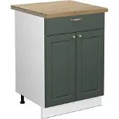 Vicco Keukenonderkast Fame-Line Groen-Goud Landhuis 60 cm met lade, WB Eik, Model 46819