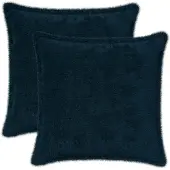 vidaXL Kussensloop 2 st HOUTEN Marineblauw 50 x 50 cm Nep Konijnenbont