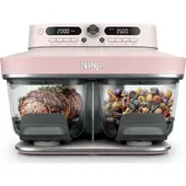 Ninja CRISPi DualZone Glazen Airfryer met 2 manden, 8 kookfuncties, Kook twee gerechten tegelijkertijd, PFAS-vrije glazen schalen, Inclusief deksels - Rosékwarts - DD102EUPK1