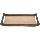 Cosy & Trendy DIENBLAD RECHTHOEK HOUT MET 2XHANDVATROND ANTIEK - 40X24XH4CM