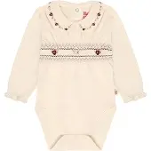 Hust and Claire Rompertje/body 'Britt Smock' brokaat / rosé / karmijnrood / wolwit