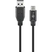 Goobay USB A naar USB C kabel | 3 meter | USB 2.0 (100% koper, Zwart)