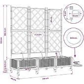 vidaXL Tuin Plantenbak met Irrigatie en Wielen 3 st Zwart PP
