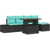 vidaXL Tuinset, 6 stuks, zwart en teal