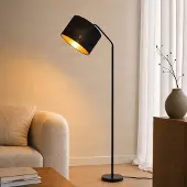 LINDBY Vloerlamp Siovan , zwart, Woon-/ Eetkamer, metaal, Modern, vloerlamp
