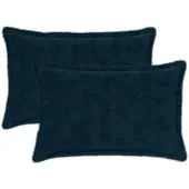 vidaXL Kussensloop 2 st HOUTEN Marineblauw 50 x 70 cm Nep Konijnenbont